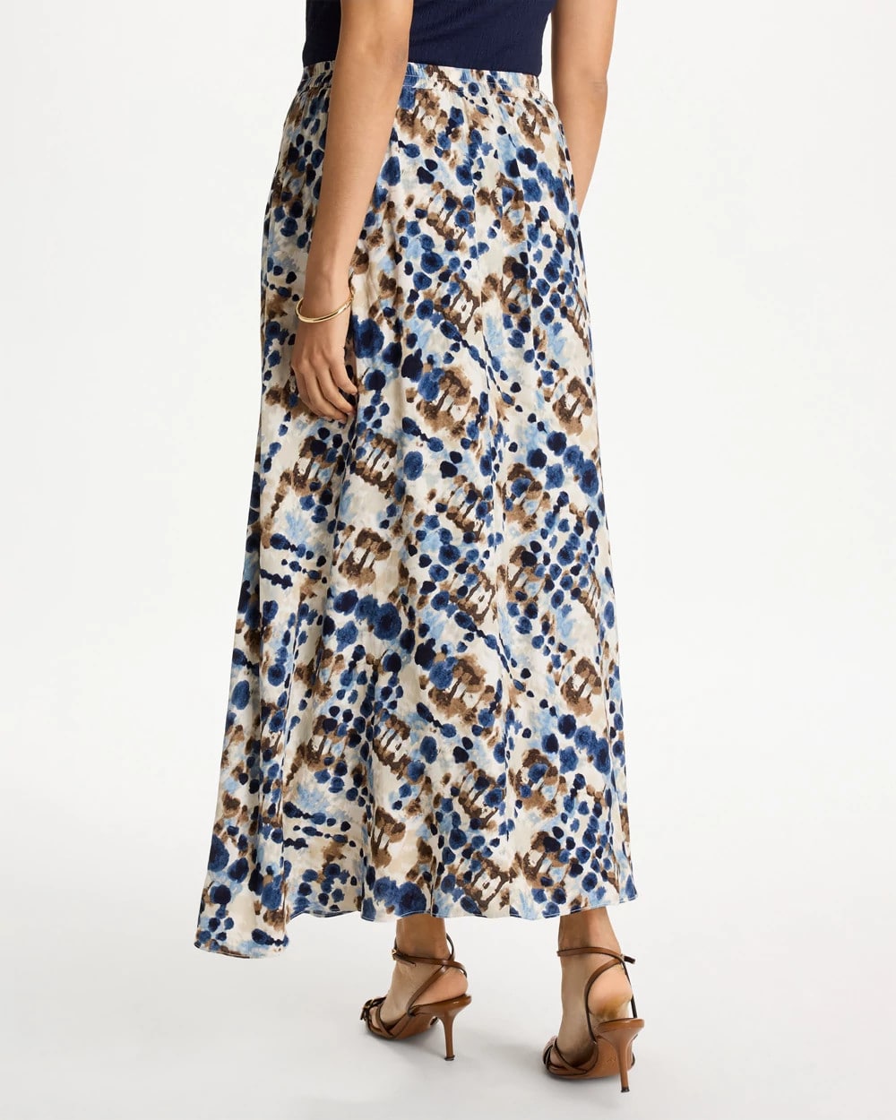 Chico's Recommended - Faux Silk Printed Maxi Skirt Passport Blue