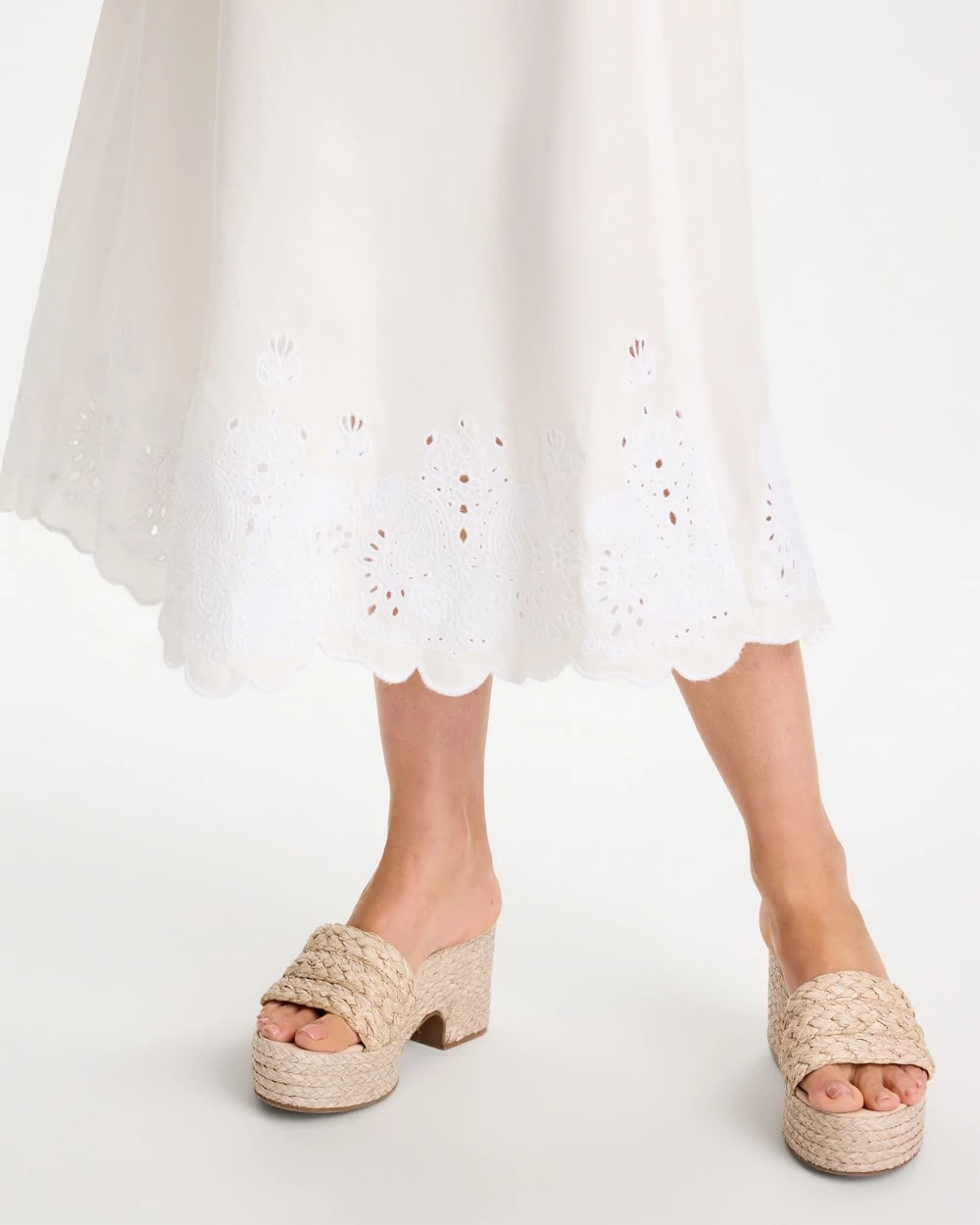 Chico's Top Pick - Alabaster Twill Embroidered Hem Skirt Alabaster