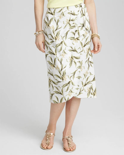 Chico's Value - Linen Midi Wrap Skirt Alabaster