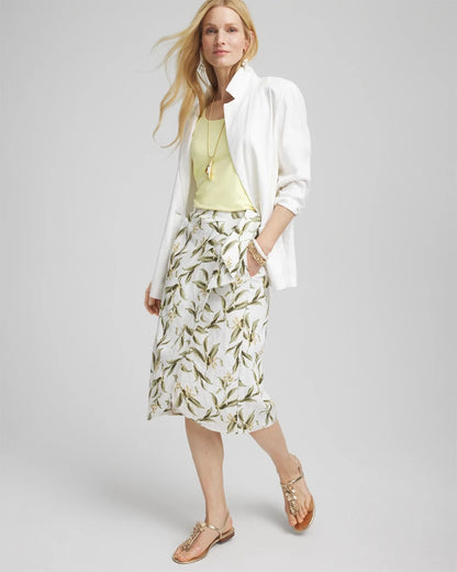 Chico's Value - Linen Midi Wrap Skirt Alabaster