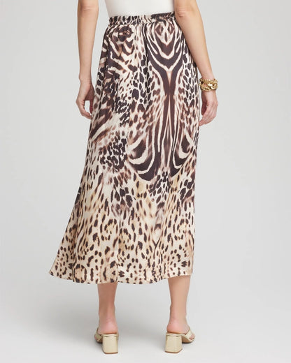 Chico's Recommended - Animal Bengal Marks Faux Satin Skirt Black