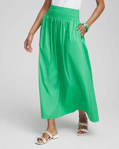 Chico's Recommended - Poplin Smocked Waist Skirt Grassy Green