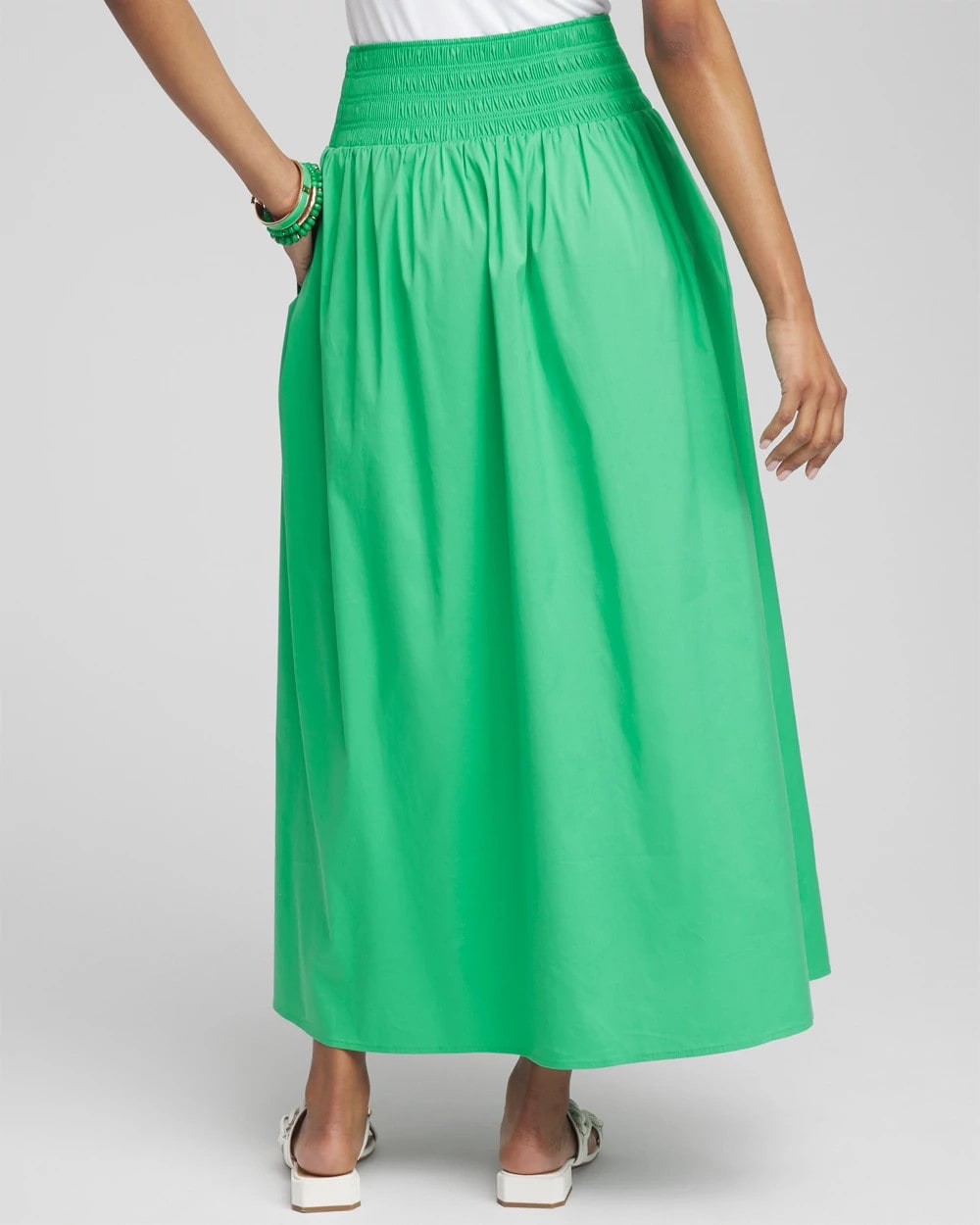 Chico's Recommended - Poplin Smocked Waist Skirt Grassy Green