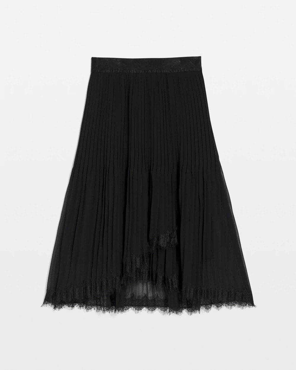 Chico's Quality - Pleated Lace Hem Midi Skirt Black