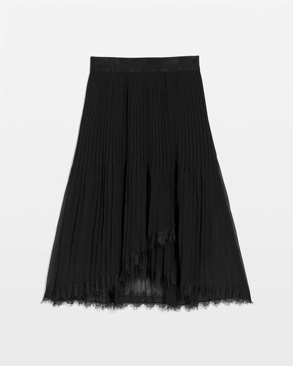 Chico's Quality - Pleated Lace Hem Midi Skirt Black