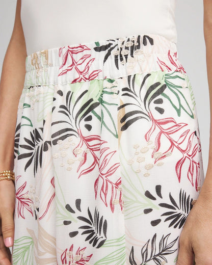 Chico's Customer Favorite - Floral Embroidered Crinkle Maxi Skirt Ecru