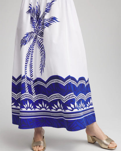Chico's Deals - Tropical Smocked Waist Pull-On Skirt Alabaster