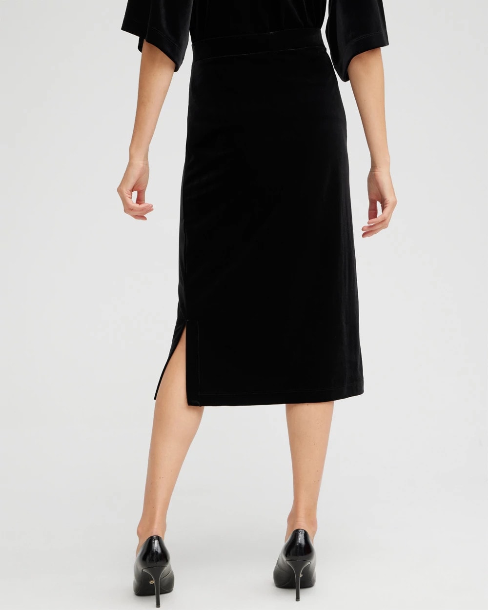Chico's New - Travelers™ Velvet Midi Skirt Travelers Black