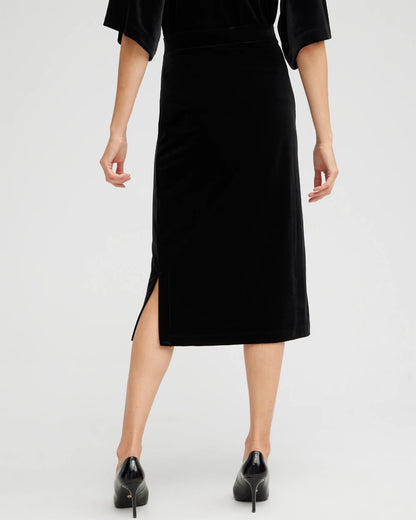 Chico's New - Travelers™ Velvet Midi Skirt Travelers Black