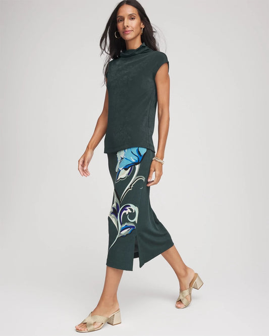Chico's Trending - Travelers™ Artisanal Midi Skirt Darkest Spruce