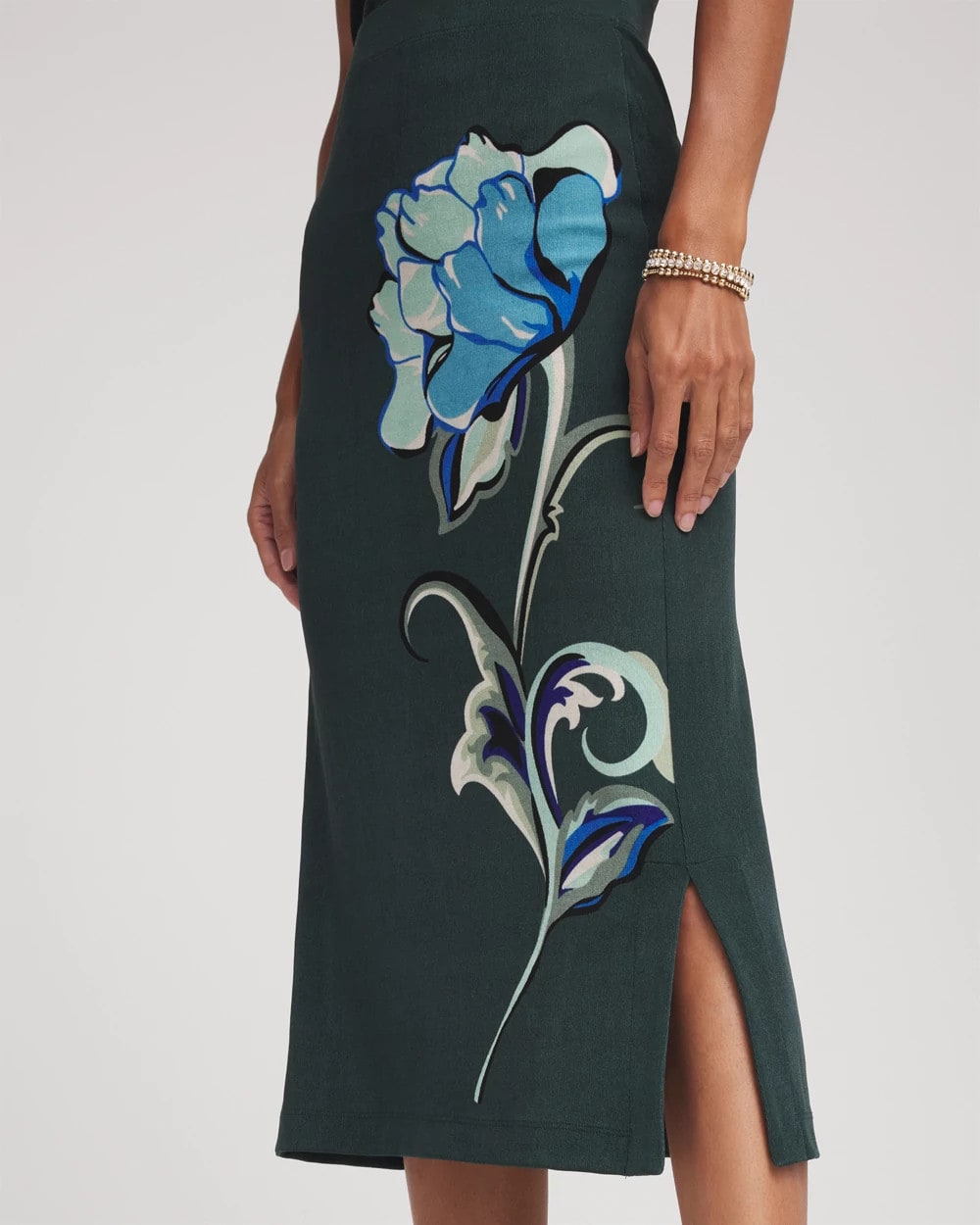 Chico's Trending - Travelers™ Artisanal Midi Skirt Darkest Spruce
