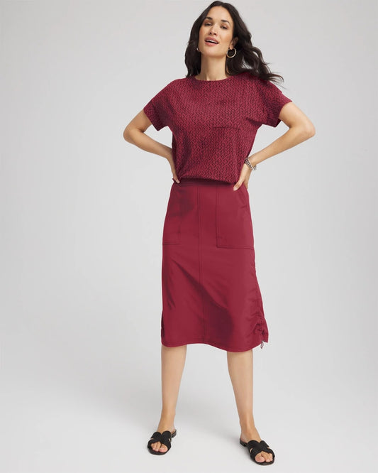 Chico's Deals - Zenergy® UPF Bungee-Hem Pull-On Skirt Russet Red