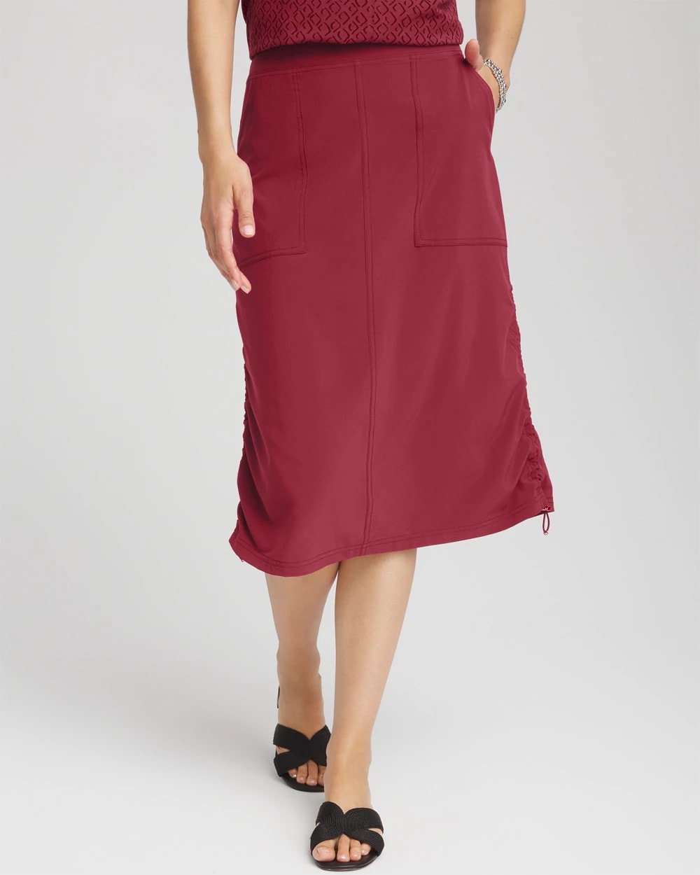 Chico's Deals - Zenergy® UPF Bungee-Hem Pull-On Skirt Russet Red