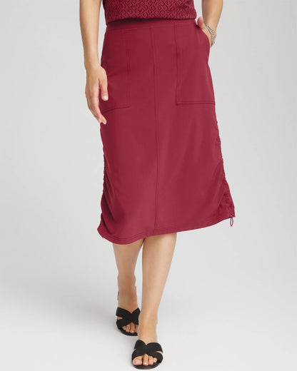 Chico's Deals - Zenergy® UPF Bungee-Hem Pull-On Skirt Russet Red