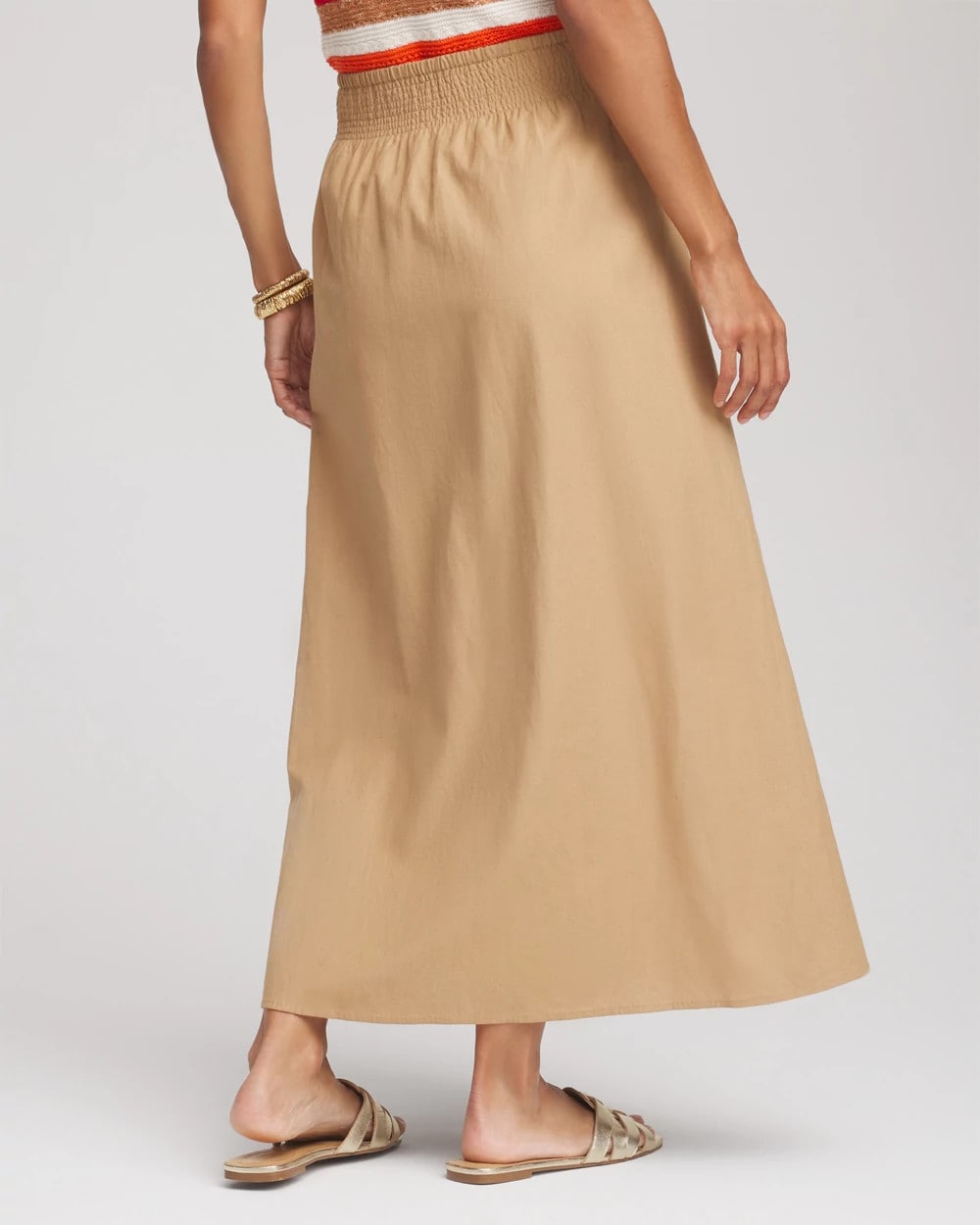 Chico's New - Smocked Pull-On Midi Skirt Cafe Aroma