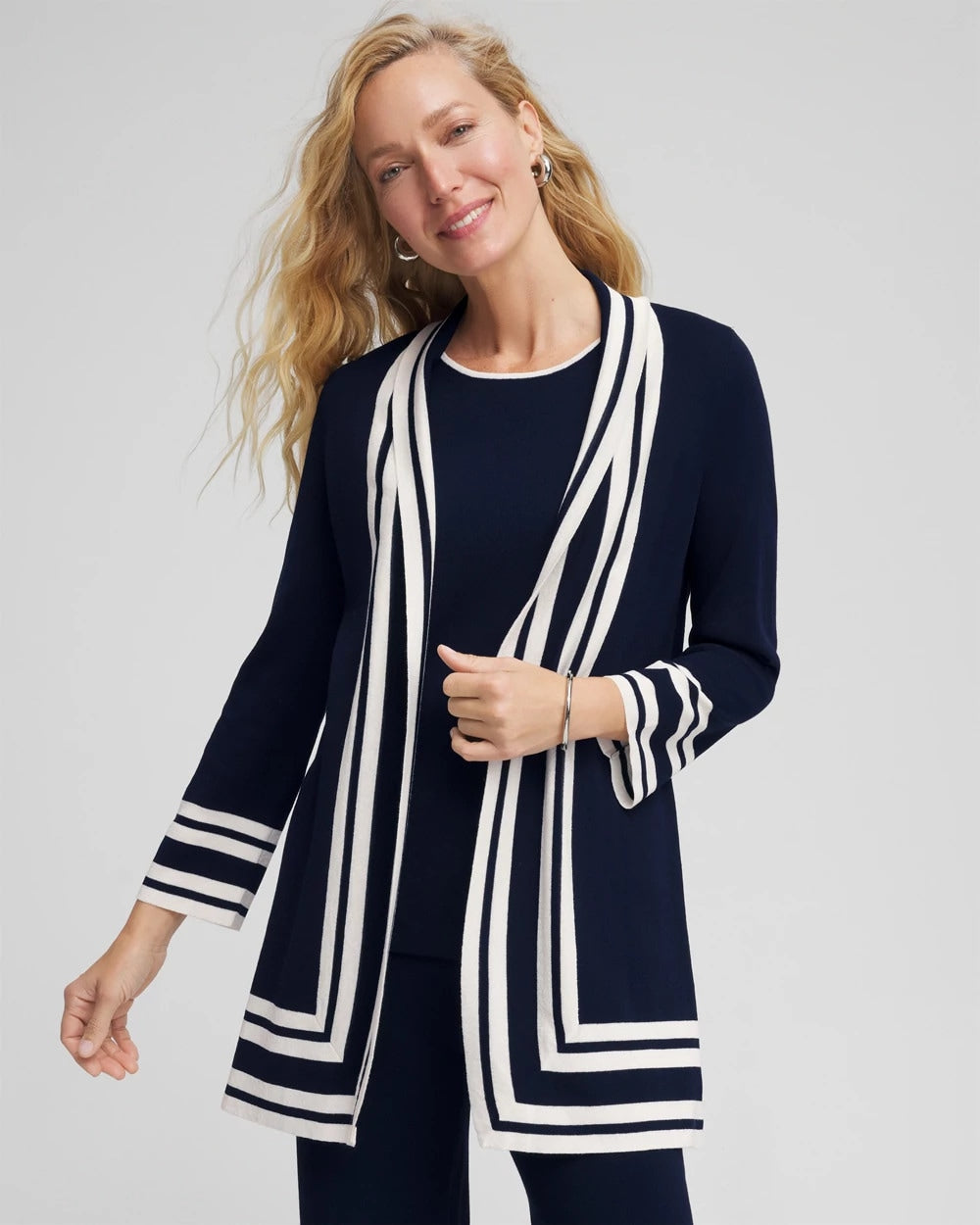 Chico's Great Value - Travelers™ Contrast Border Cardigan Travelers India Ink