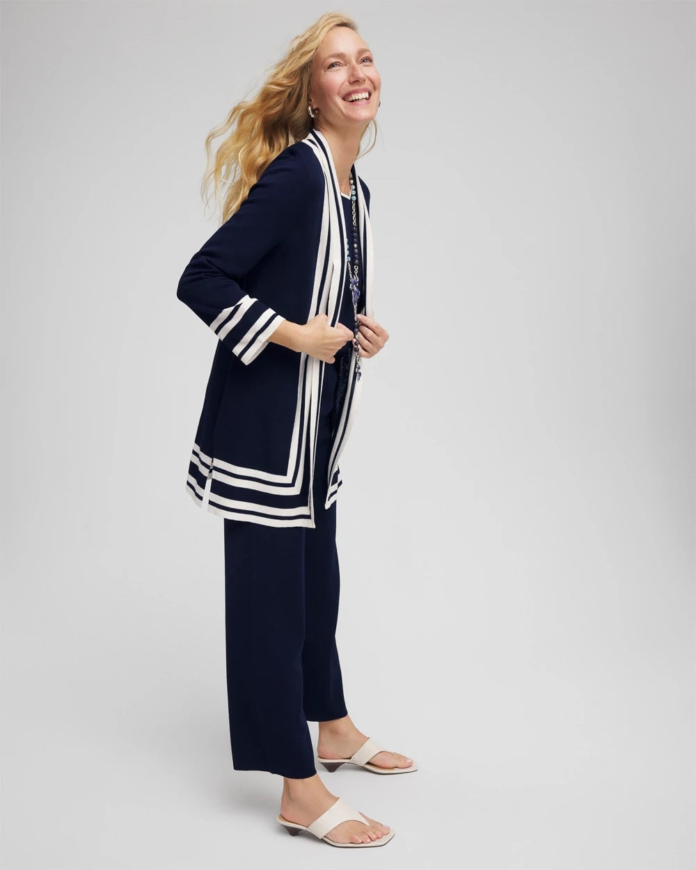 Chico's Great Value - Travelers™ Contrast Border Cardigan Travelers India Ink