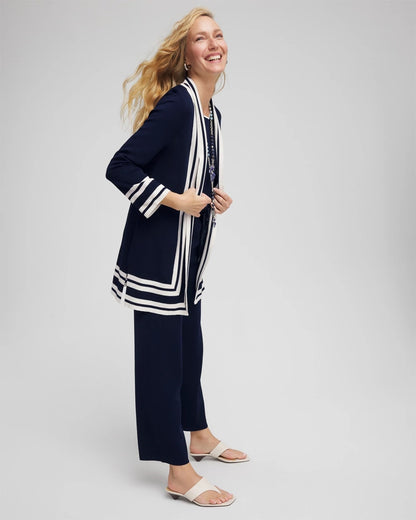 Chico's Great Value - Travelers™ Contrast Border Cardigan Travelers India Ink
