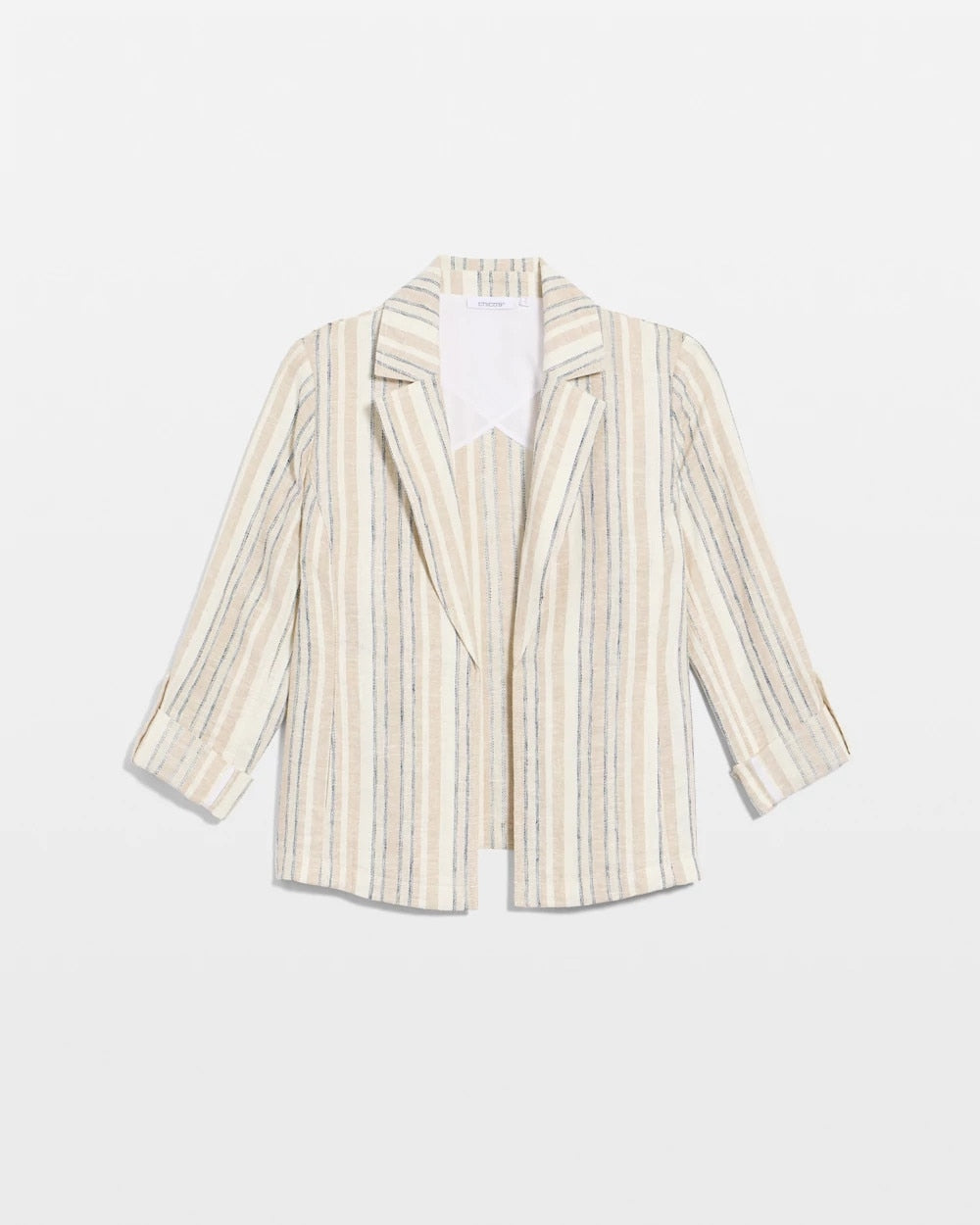 Chico's Top Pick - Striped Linen Roll Sleeve Blazer Neutral