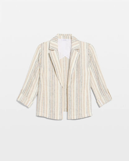 Chico's Top Pick - Striped Linen Roll Sleeve Blazer Neutral