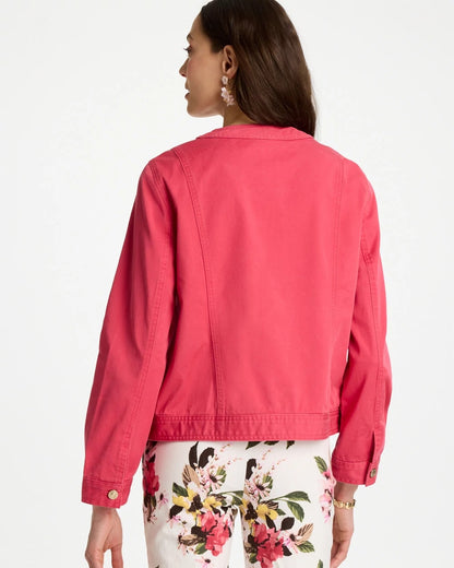 Chico's Discount - Collarless Twill Box Jacket Hot Honeysuckle