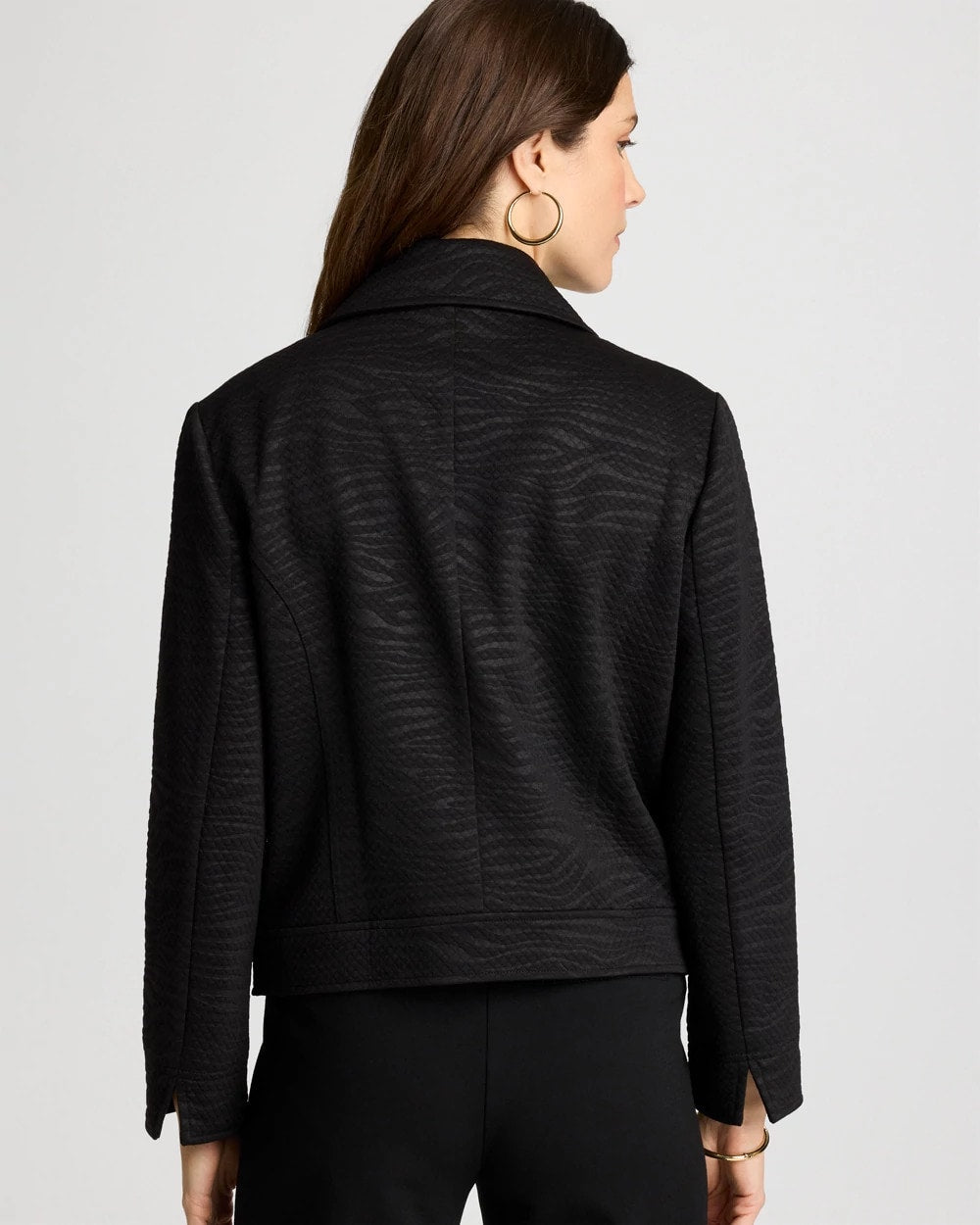 Chico's New - Embossed Knit Moto Jacket Black
