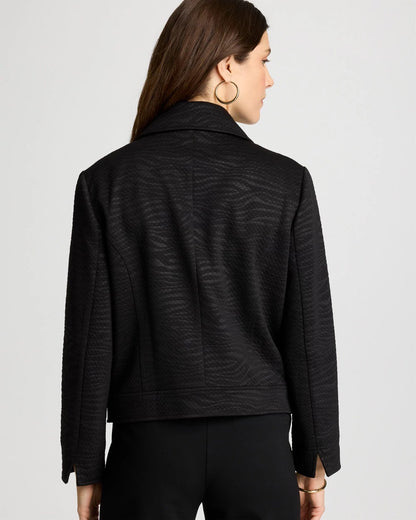 Chico's New - Embossed Knit Moto Jacket Black