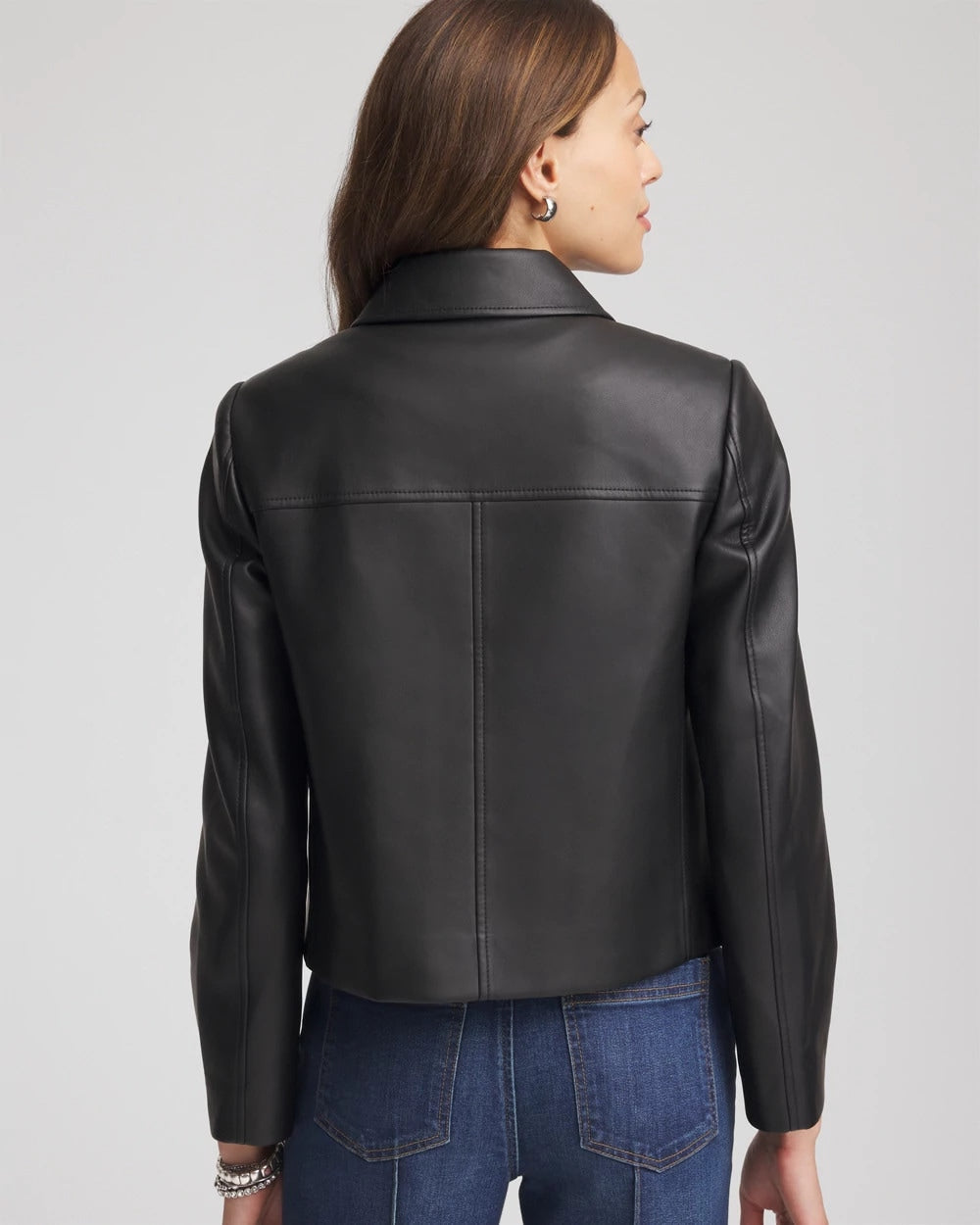 Chico's Recommended - Faux Leather Zip-Front Jacket Black