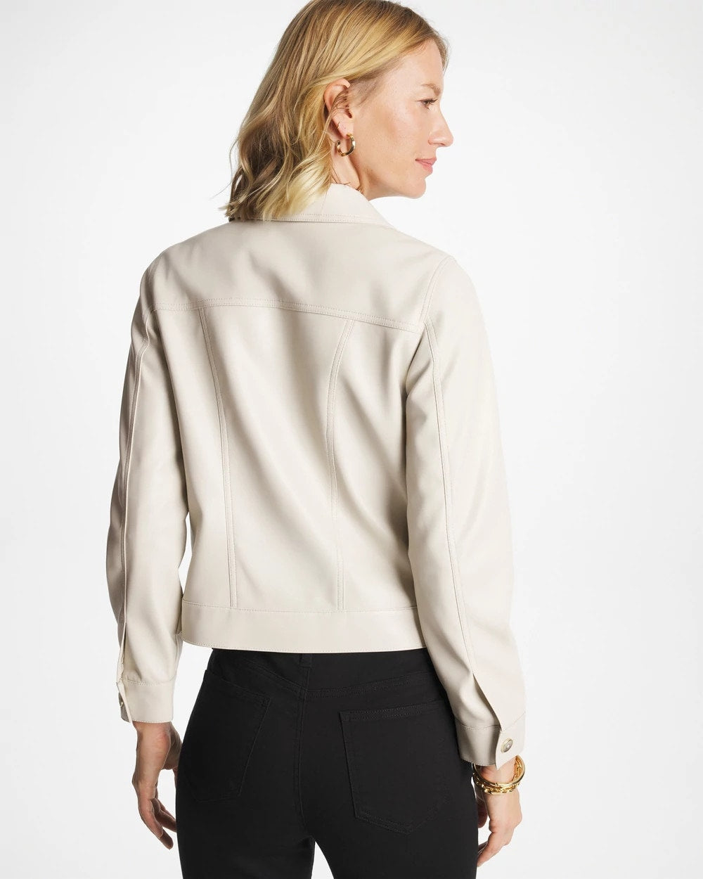 Chico's Deals - Faux Leather Trucker Jacket White Truffle