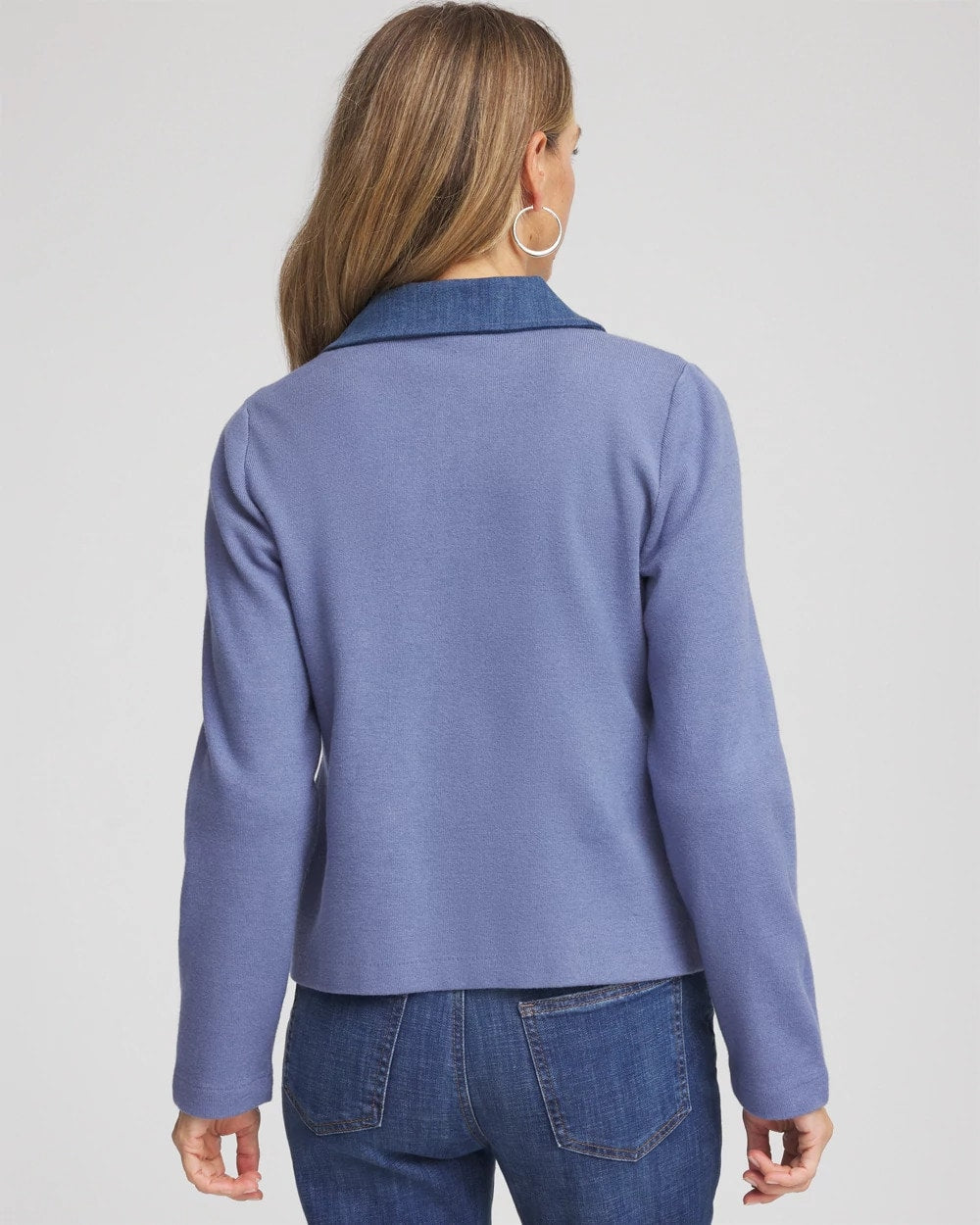 Chico's Featured - Denim Colorblock Marl Shirt Jacket Blue Lotus