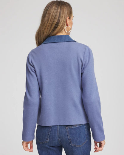Chico's Featured - Denim Colorblock Marl Shirt Jacket Blue Lotus