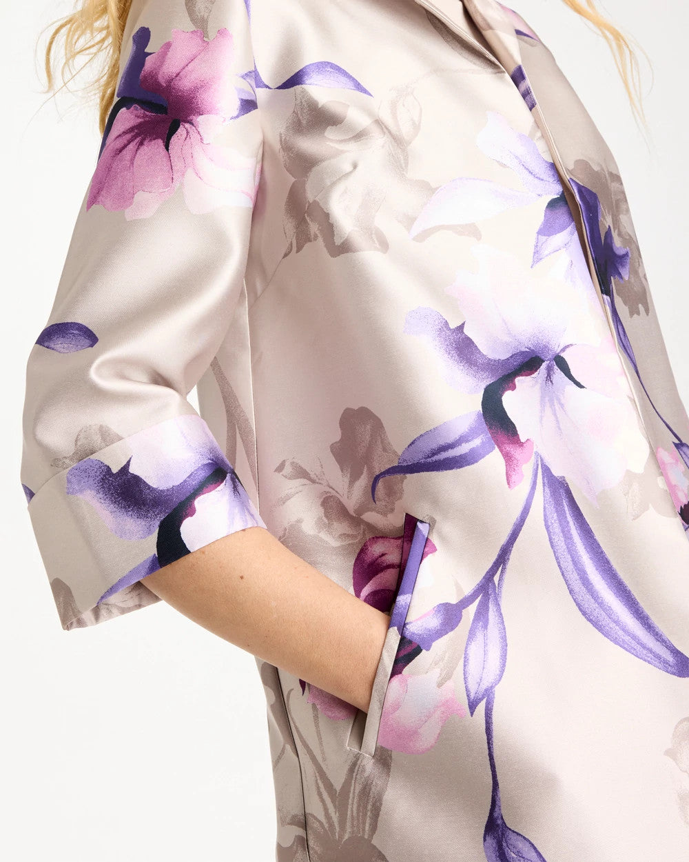 Chico's New - Travelers™ Collection Iris Collared Long Jacket Rich Amethyst