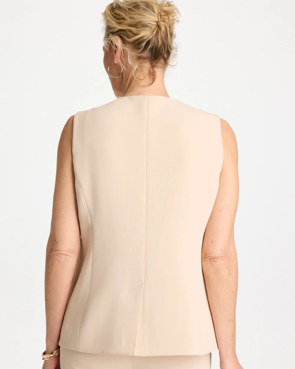 Chico's Signature - Split Hem Crepe Vest Pale Sand