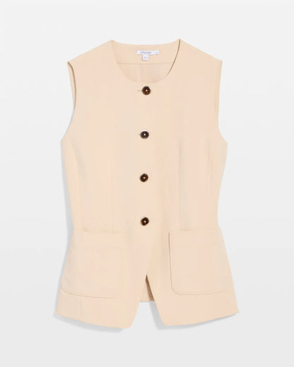 Chico's Signature - Split Hem Crepe Vest Pale Sand