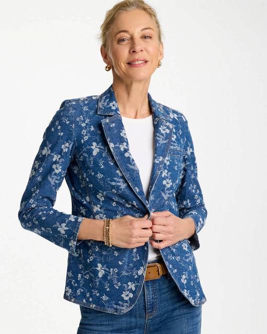 Chico's Discount - Jacquard Denim Blazer Indigo