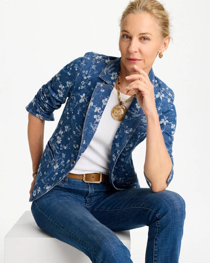 Chico's Discount - Jacquard Denim Blazer Indigo