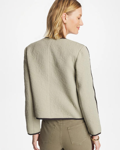 Chico's Sale - Collarless Quilted Box Jacket Seagrass Green