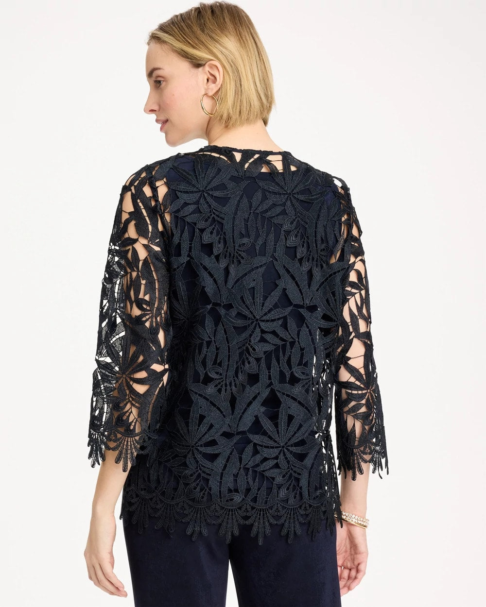 Chico's Trusted - Travelers™ Galloon Lace Jacket Travelers India Ink