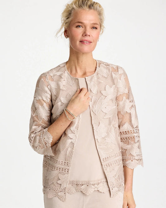 Chico's Deals - Travelers™ Collection Scallop Lace Jacket Smokey Taupe