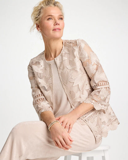 Chico's Deals - Travelers™ Collection Scallop Lace Jacket Smokey Taupe