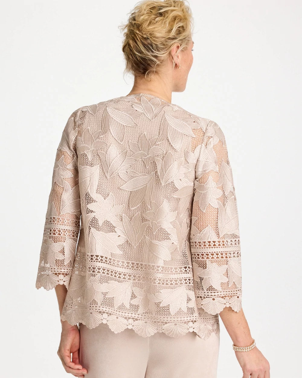 Chico's Deals - Travelers™ Collection Scallop Lace Jacket Smokey Taupe
