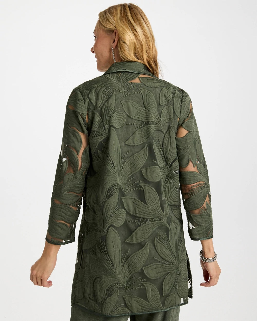 Chico's Customer Favorite - Travelers™ Collection Applique Embroidered Jacket Kelp Forest