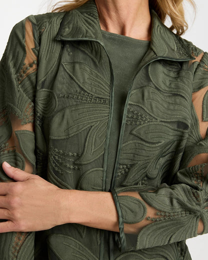 Chico's Customer Favorite - Travelers™ Collection Applique Embroidered Jacket Kelp Forest