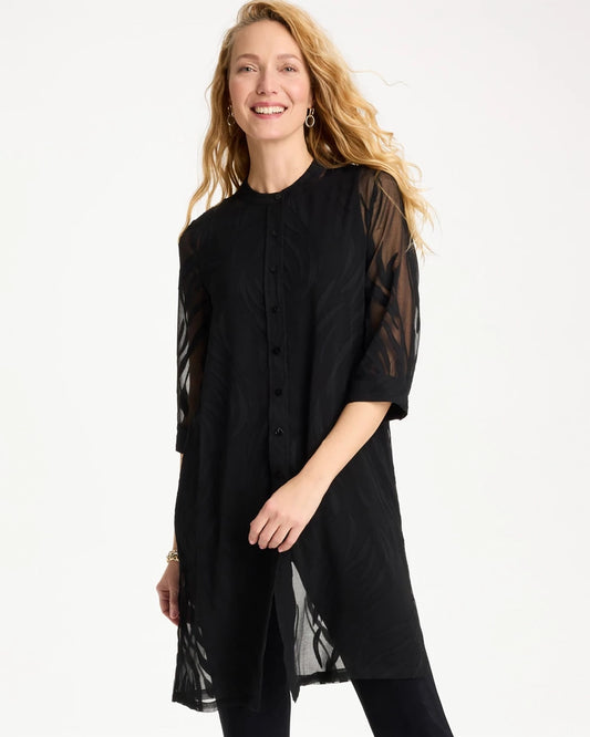 Chico's Best Seller - Travelers™ Collection Sheer Jacquard Topper Travelers Black