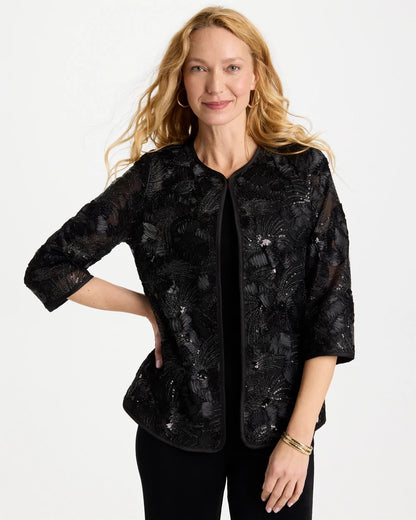 Chico's Featured - Travelers™ Collection Sequin Mesh Soutache Jacket Black