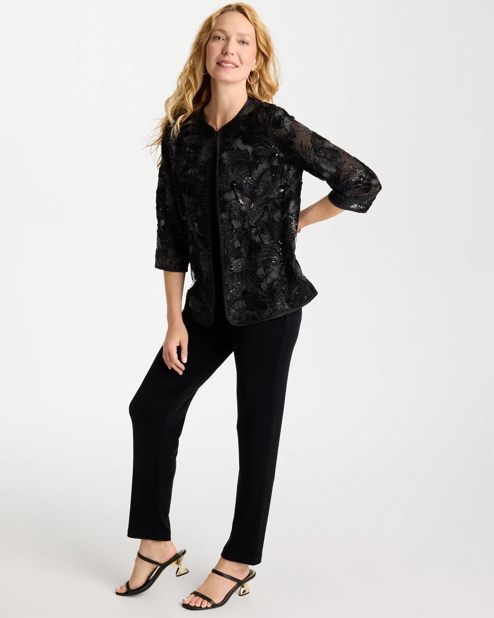 Chico's Featured - Travelers™ Collection Sequin Mesh Soutache Jacket Black