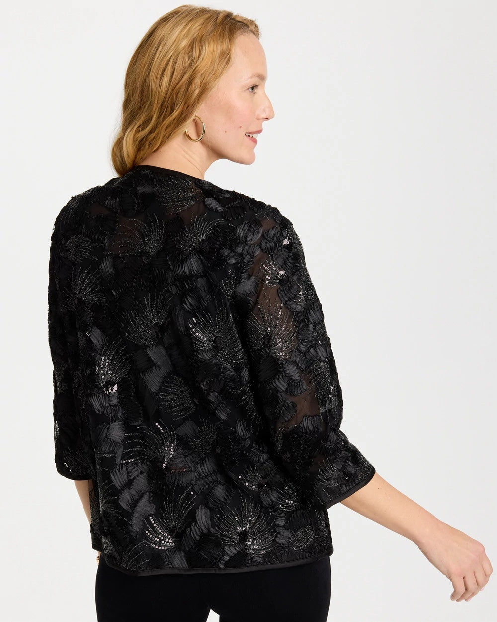 Chico's Featured - Travelers™ Collection Sequin Mesh Soutache Jacket Black