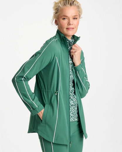 Chico's Quality - Zenergy® UPF Piping Anorak Jacket Water Lily Green