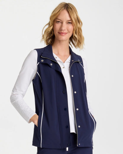 Chico's Essential - Zenergy® UPF Full Snap Vest Passport Blue