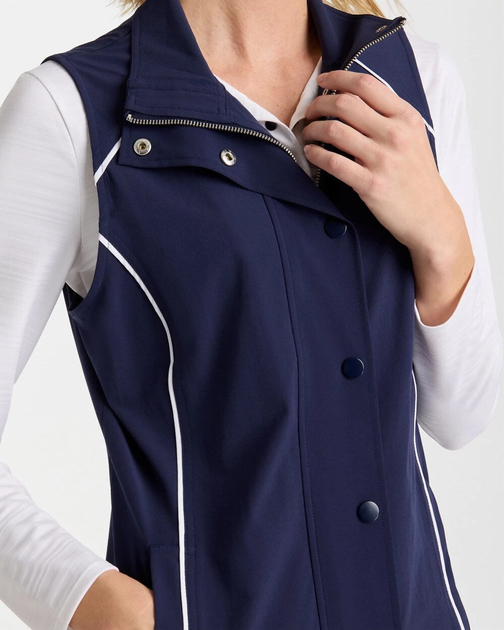 Chico's Essential - Zenergy® UPF Full Snap Vest Passport Blue